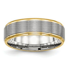 Chisel Stainless Steel Polished Yellow IP-plated 6mm Grooved Band