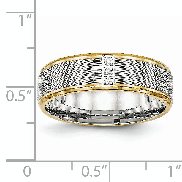 Stainless Steel Polished Yellow IP-plated w/CZ 6mm Grooved Band