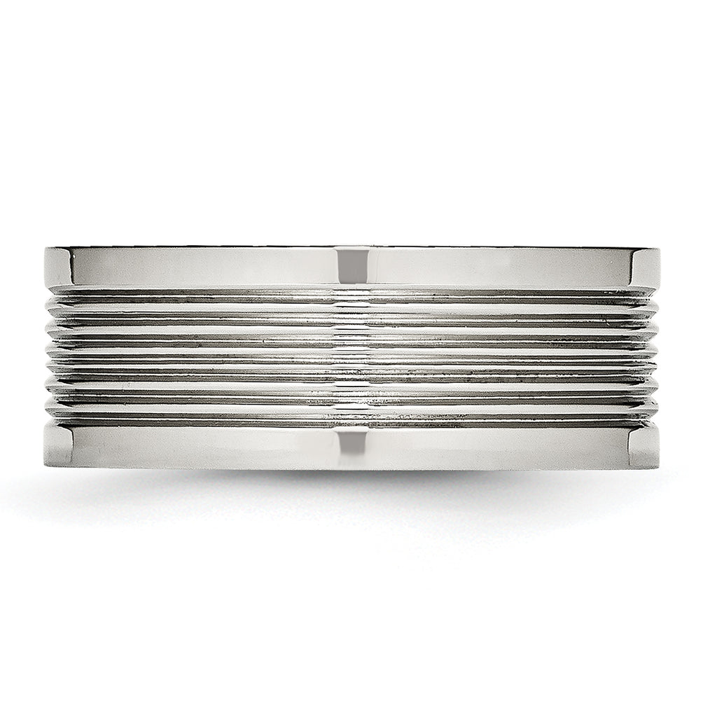 Stainless Steel Polished Grooved 8mm Comfort Fit Band