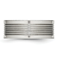 Stainless Steel Polished Grooved 8mm Comfort Fit Band