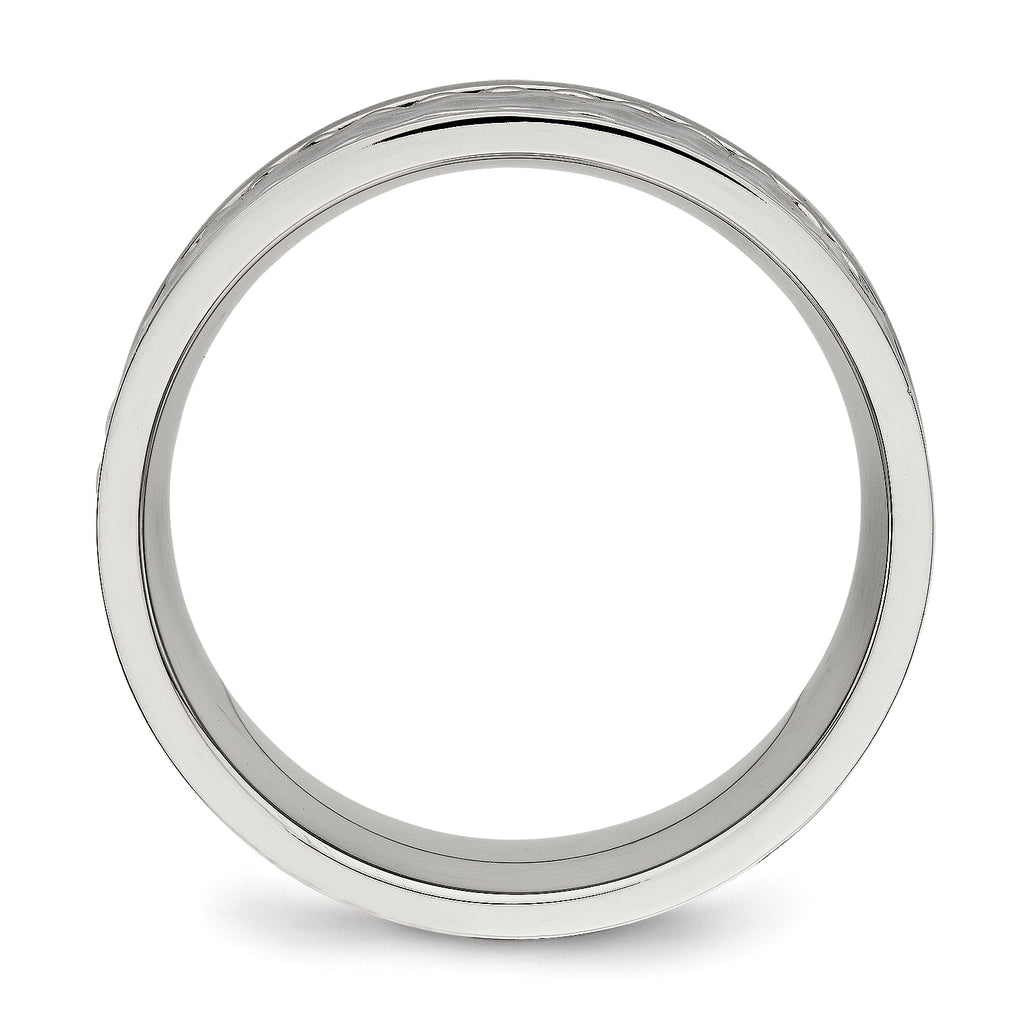 Chisel Stainless Steel Polished and Hammered 8mm Comfort Fit Band