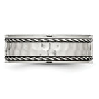 Chisel Stainless Steel Polished and Hammered 8mm Comfort Fit Band
