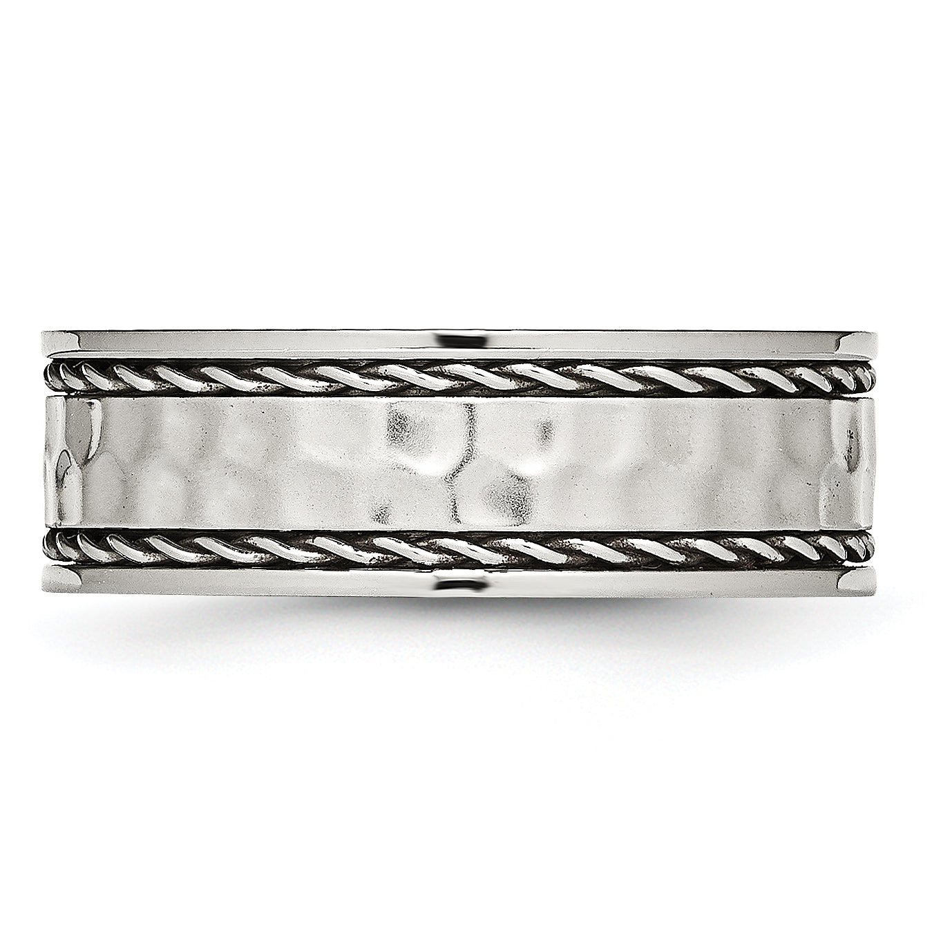 Chisel Stainless Steel Polished and Hammered 8mm Comfort Fit Band