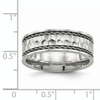 Chisel Stainless Steel Polished and Hammered 8mm Comfort Fit Band