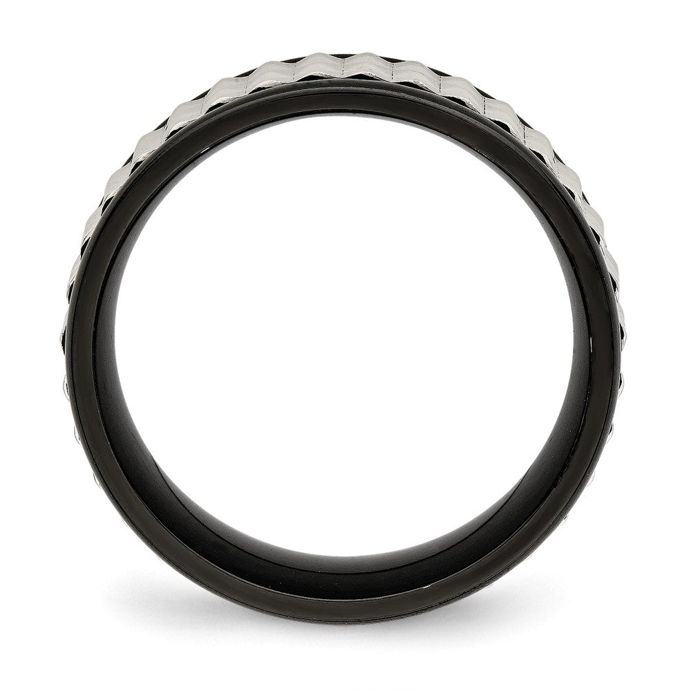 Studded Wedding Band in Black-Plated Stainless Steel, 9mm Secondary image