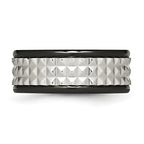 Stainless Steel Polished Black IP-plated 9mm Studded Band