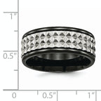 Stainless Steel Polished Black IP-plated 9mm Studded Band