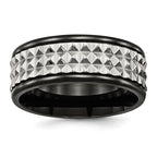 Studded Wedding Band in Black-Plated Stainless Steel, 9mm - Sophia Jewelers