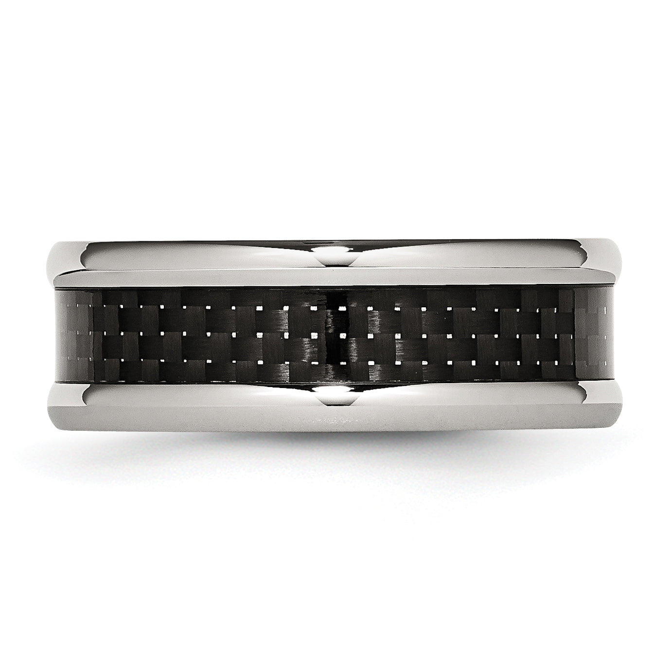 Chisel Stainless Steel Polished with Black Carbon Fiber Inlay 8mm Band