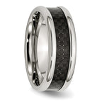 Chisel Stainless Steel Polished with Black Carbon Fiber Inlay 8mm Band