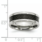 Chisel Stainless Steel Polished with Black Carbon Fiber Inlay 8mm Band