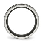 Chisel Stainless Steel Polished with Black Ceramic and CZ Ring