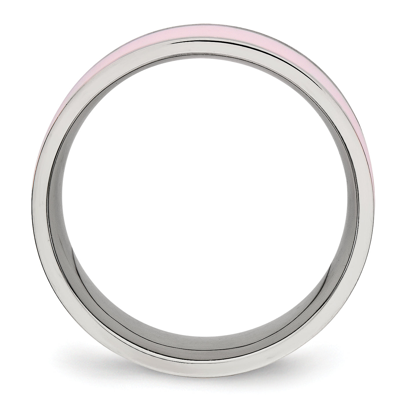 Chisel Stainless Steel Polished Pink Ceramic 7.5mm Band