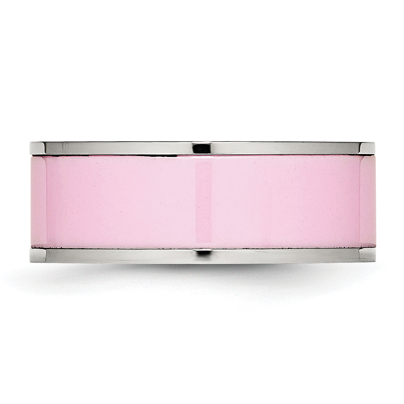 Chisel Stainless Steel Polished Pink Ceramic 7.5mm Band