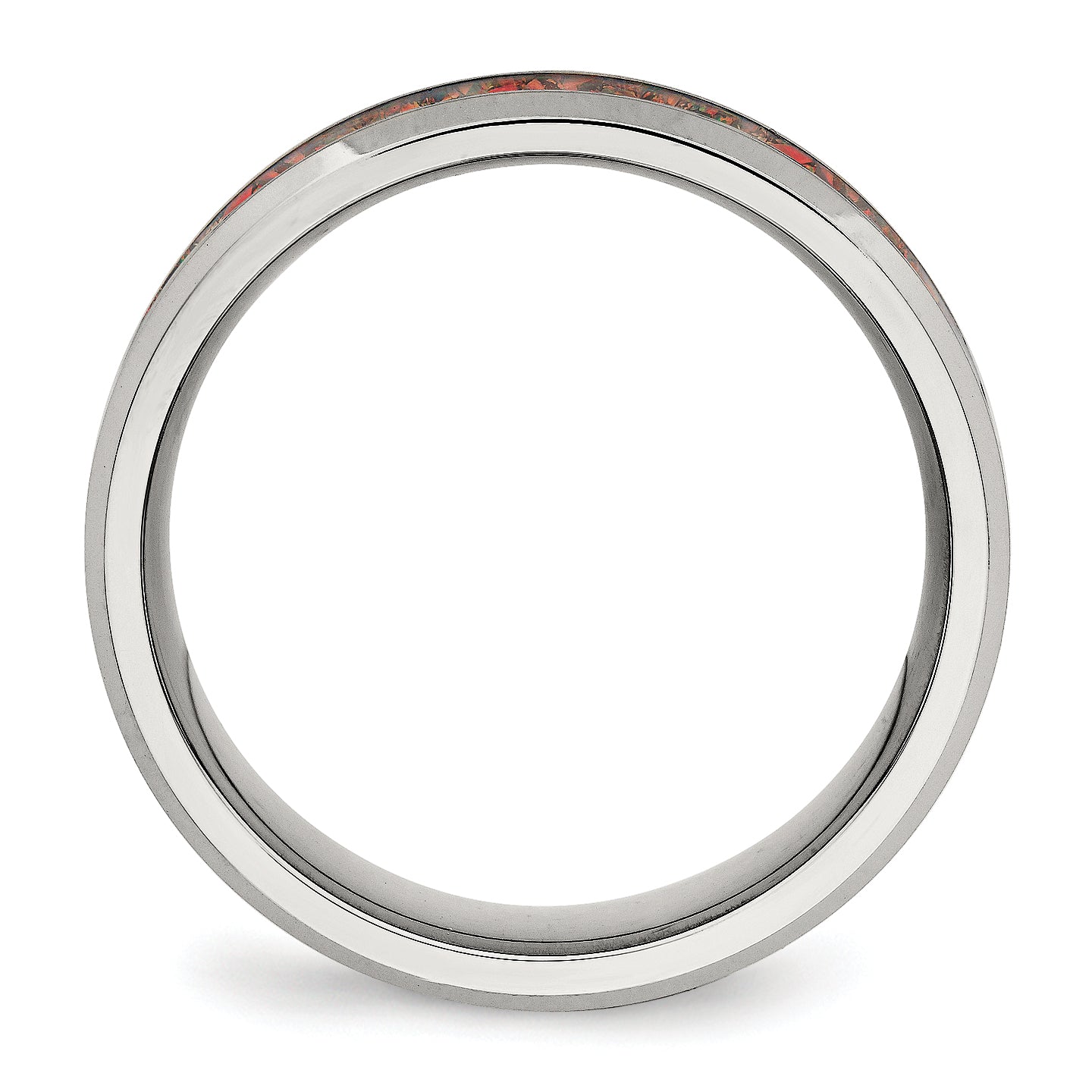 Lab-Created Opal Inlay Wedding Band in Stainless Steel, 8mm Secondary image