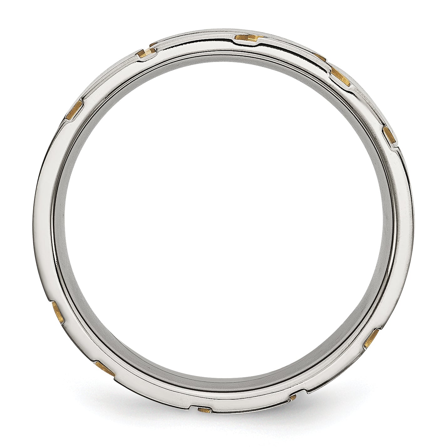 Stainless Steel Brushed Yellow IP-plated 6mm Grooved Band