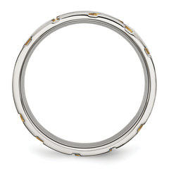 Stainless Steel Brushed Yellow IP-plated 6mm Grooved Band