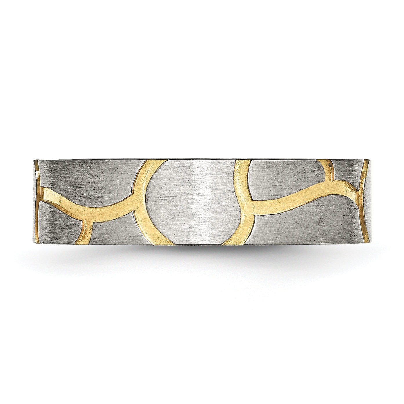 Stainless Steel Brushed Yellow IP-plated 6mm Grooved Band
