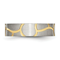 Stainless Steel Brushed Yellow IP-plated 6mm Grooved Band
