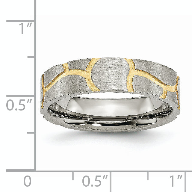 Stainless Steel Brushed Yellow IP-plated 6mm Grooved Band