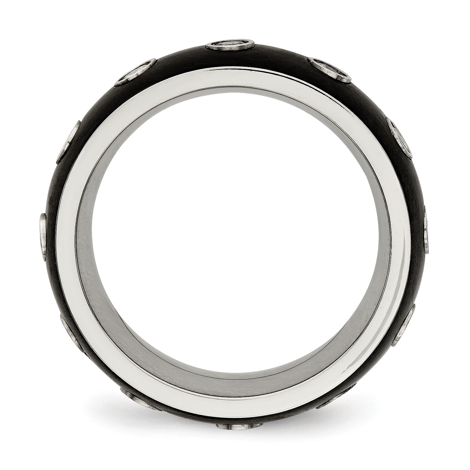 Black IP-Plated CZ Wedding Band in Stainless Steel, 7mm Secondary image