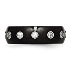 Chisel Stainless Steel Brushed and Polished Black IP-plated CZ Half Round 7mm Band