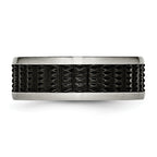 Stainless Steel Polished/Textured w/Brushed Edges Black IP-plated Band