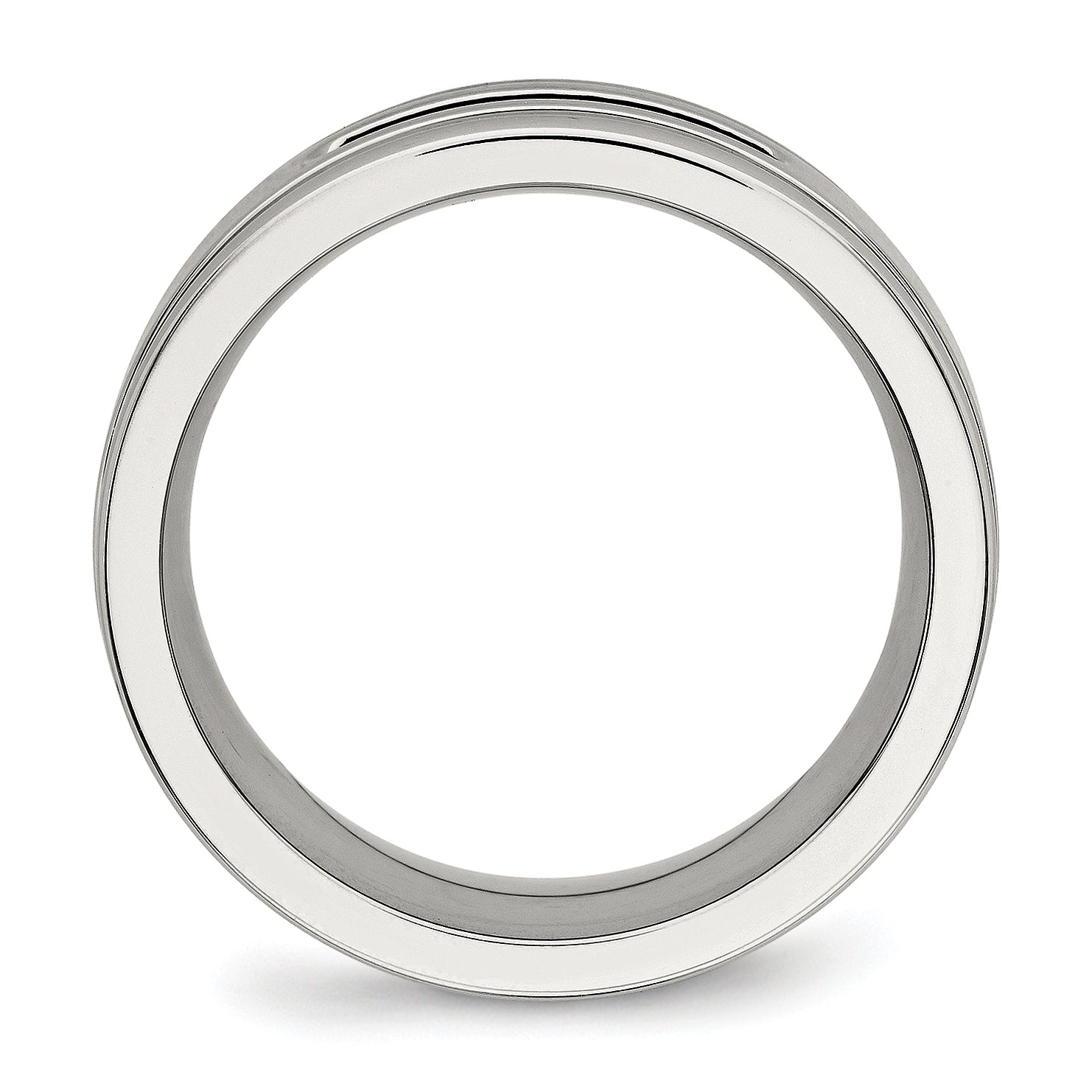 Black CZ Grooved Wedding Band in Stainless Steel, 8mm Secondary image