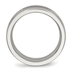 Stainless Steel Polished w/Black CZ 8mm Grooved Band