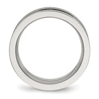 Stainless Steel Brushed and Polished w/Black CZ 8mm Band