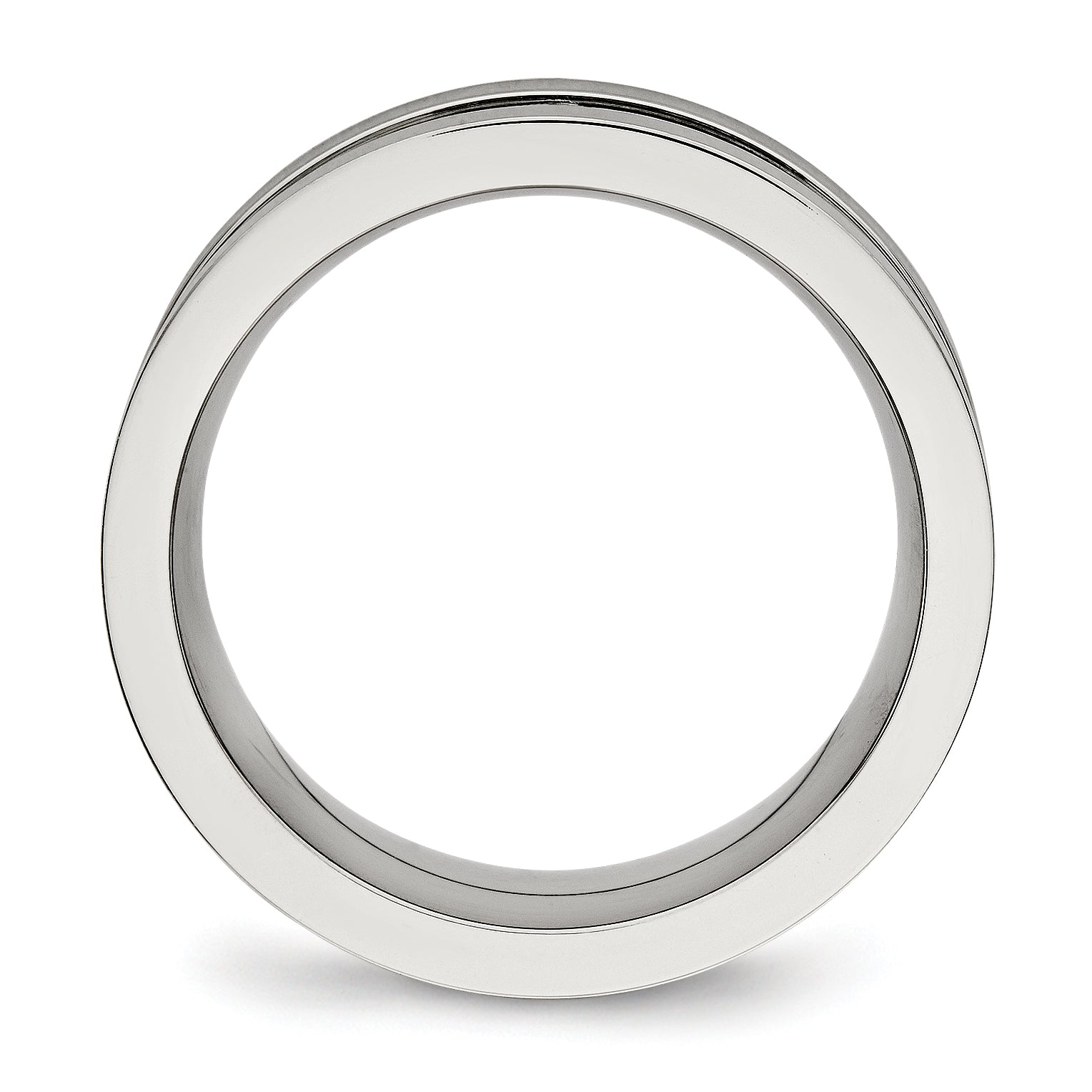 Stainless Steel Brushed and Polished w/Black CZ 8mm Band