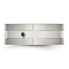 Stainless Steel Brushed and Polished w/Black CZ 8mm Band