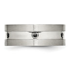 Stainless Steel Brushed and Polished w/Black CZ 8mm Band