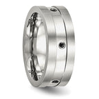Stainless Steel Brushed and Polished w/Black CZ 8mm Band