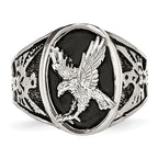 Chisel Stainless Steel Polished and Textured Enameled Eagle Ring
