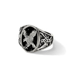 Chisel Stainless Steel Polished and Textured Enameled Eagle Ring