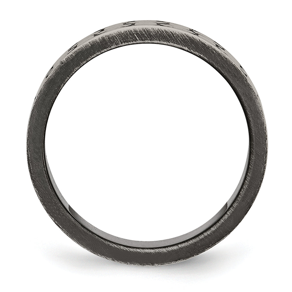 Stainless Steel Antiqued Brushed and Textured 7.75mm Flat Band