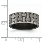Stainless Steel Antiqued Brushed and Textured 7.75mm Flat Band