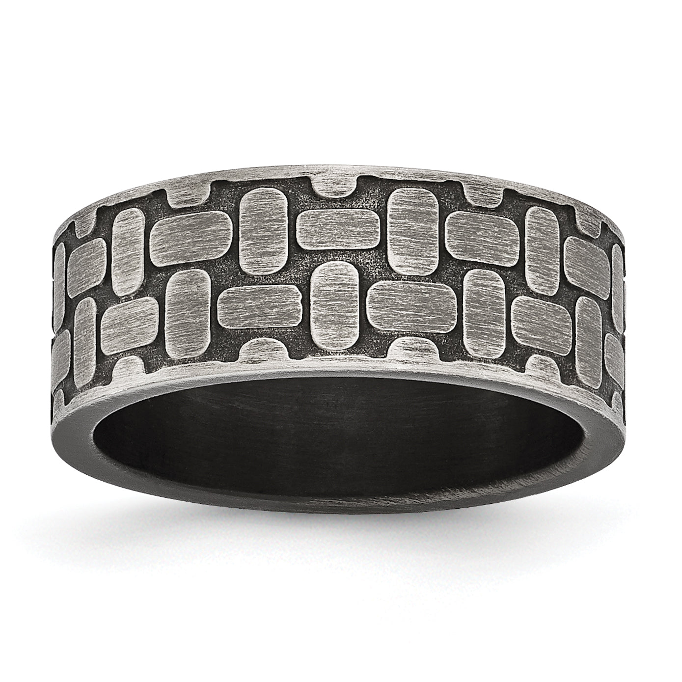 Stainless Steel Antiqued Brushed and Textured 7.75mm Flat Band Main image
