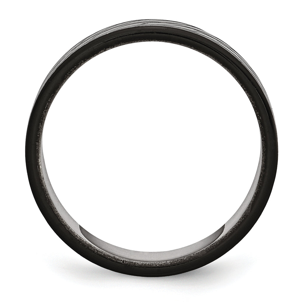 Chisel Stainless Steel Polished Black IP-plated Diamond-Cut 8mm Band