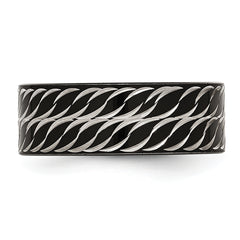 Chisel Stainless Steel Polished Black IP-plated Diamond-Cut 8mm Band