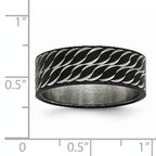 Chisel Stainless Steel Polished Black IP-plated Diamond-Cut 8mm Band