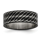 Chisel Stainless Steel Polished Black IP-plated Diamond-Cut 8mm Band