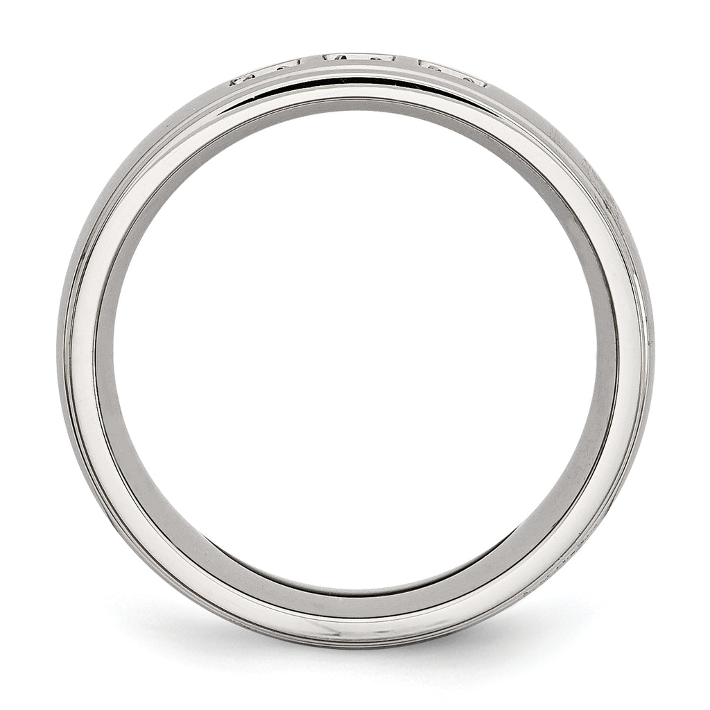 Stainless Steel Polished with CZ Ring