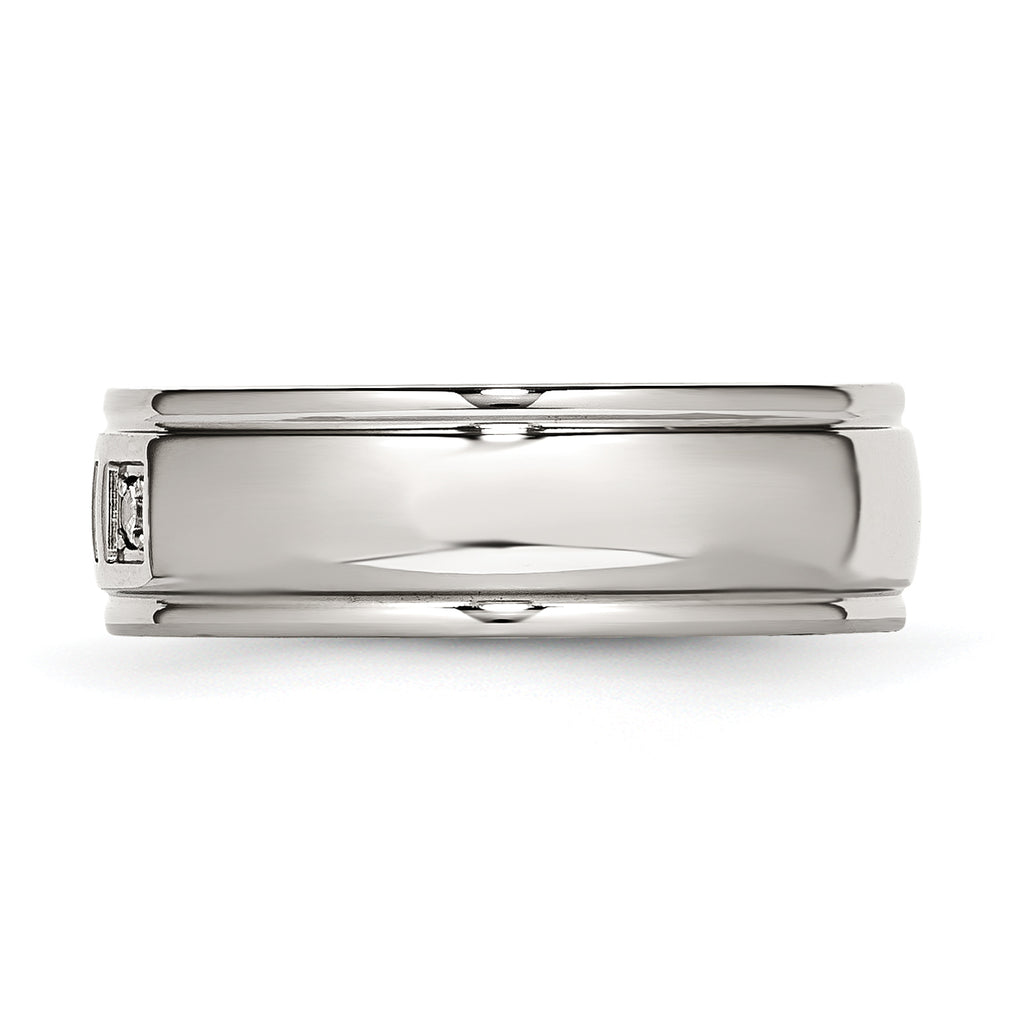 Stainless Steel Polished with CZ Ring