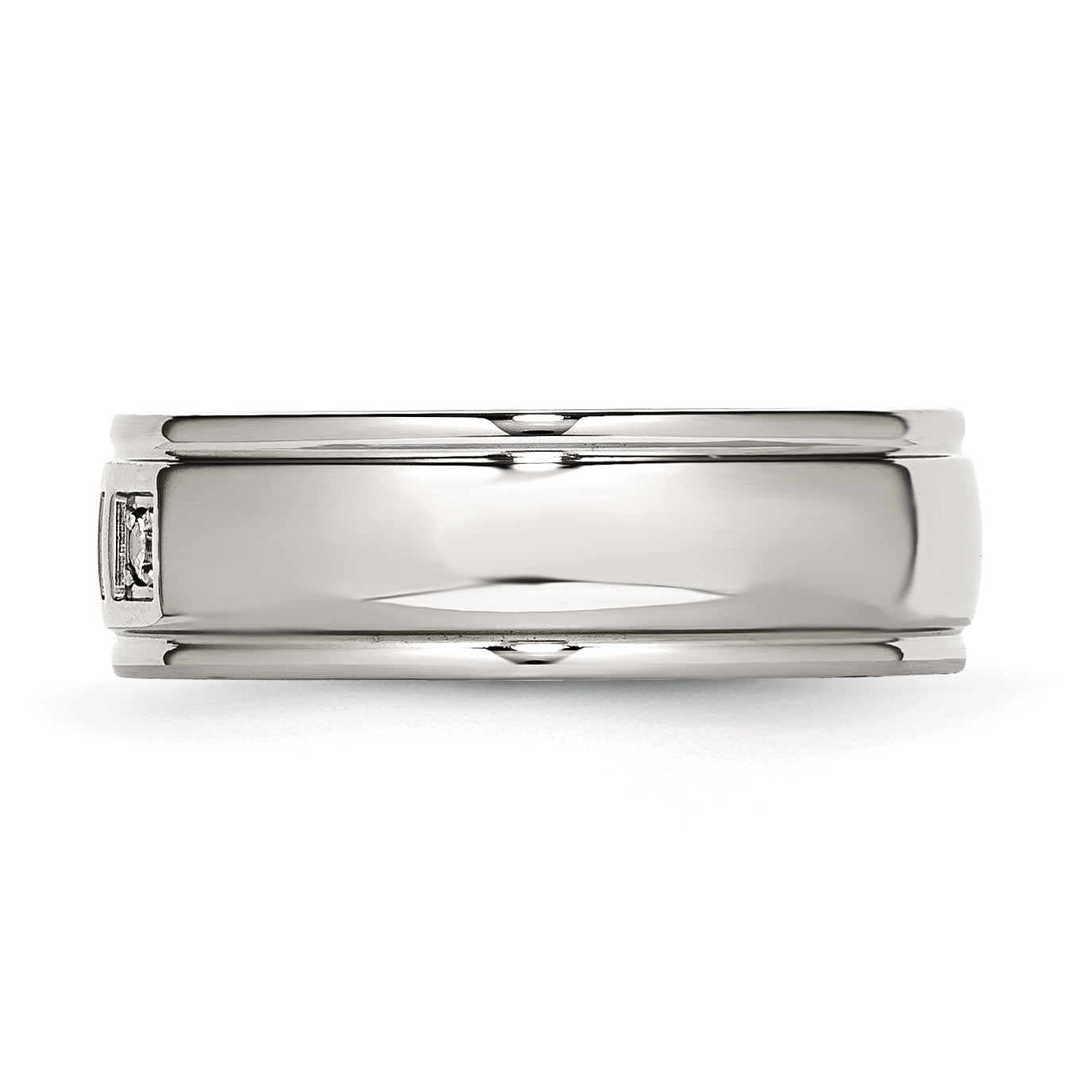 Stainless Steel Polished with CZ Ring