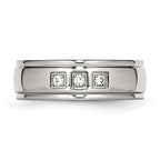 Stainless Steel Polished with CZ Ring
