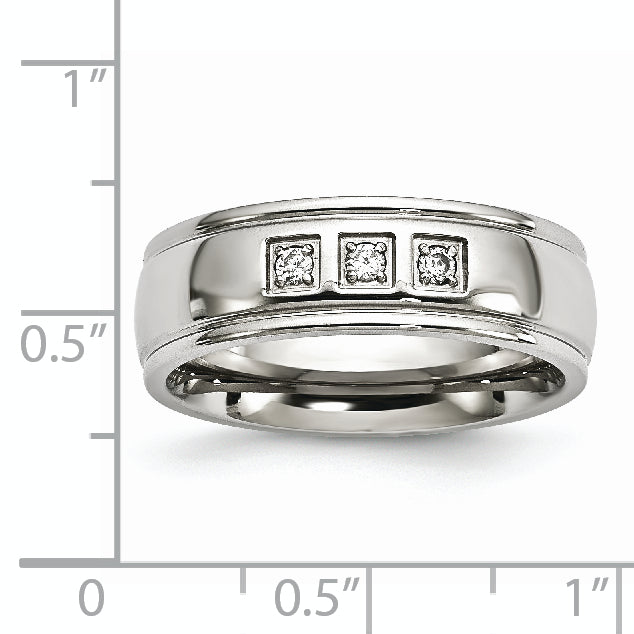 Stainless Steel Polished with CZ Ring