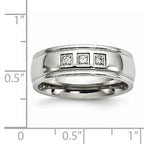 Stainless Steel Polished with CZ Ring