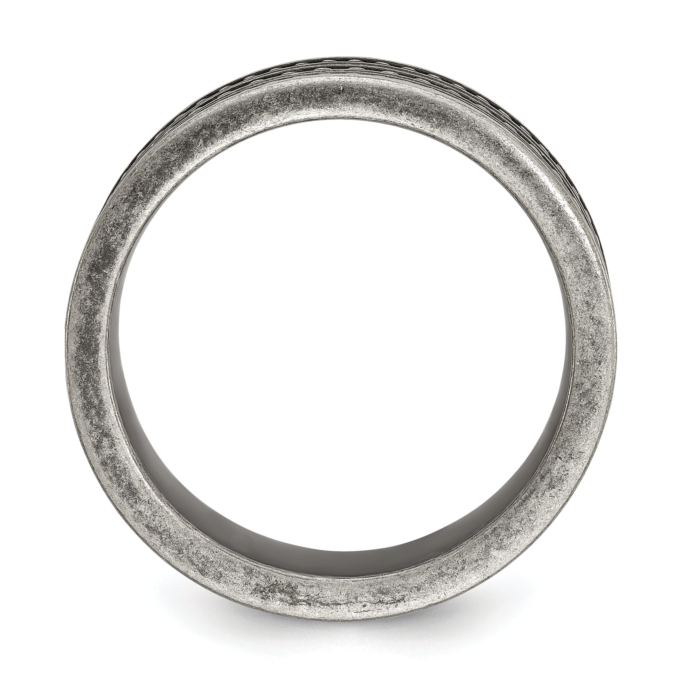 Chisel Stainless Steel Antiqued Gun Metal IP-plated Beaded 10mm Flat Band
